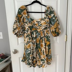 Abercrombie & Fitch Yellow and Green Floral Blouse